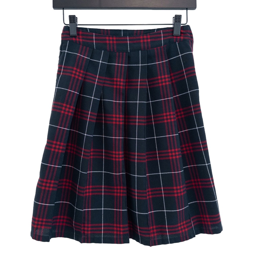 French Toast Plaid School Skirt Girls 8 Navy Red Pleated Uniform B0622‎